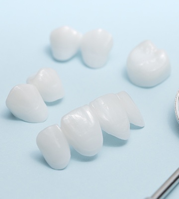 Several dental crowns and brdiges prior to placement