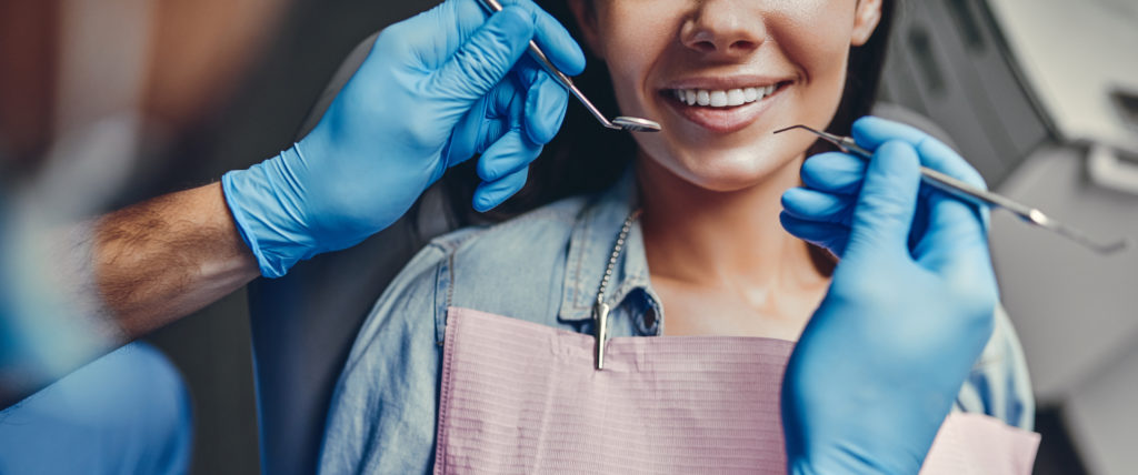 Woman at dentist.