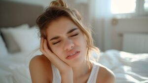 woman experiencing TMJ headache